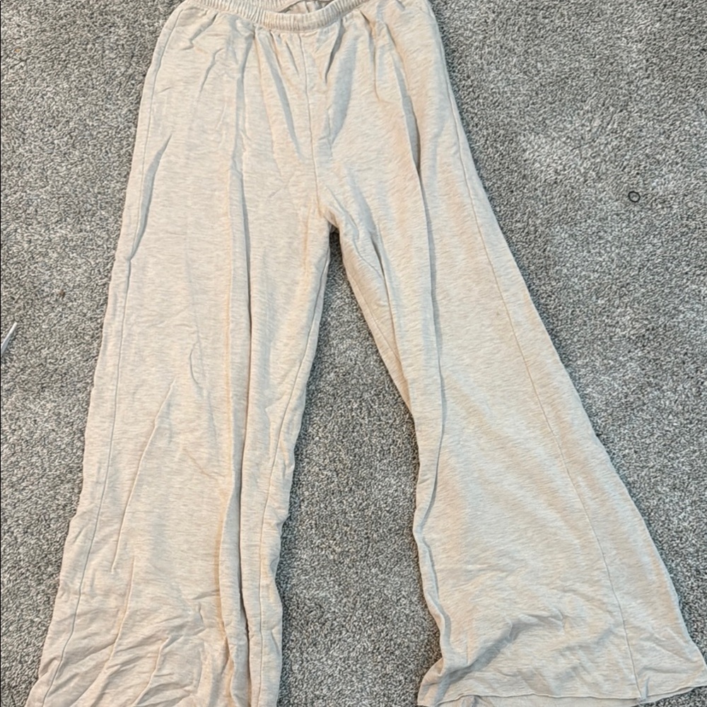 Aerie Cream Casual Wide-Leg Bottoms